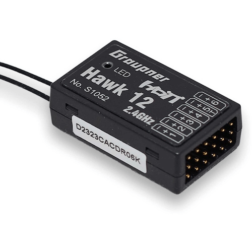 GRAUPNER Hawk 12 HoTT Empfänger mit 3-Achs-Gyro und Vario (6-Kanal)